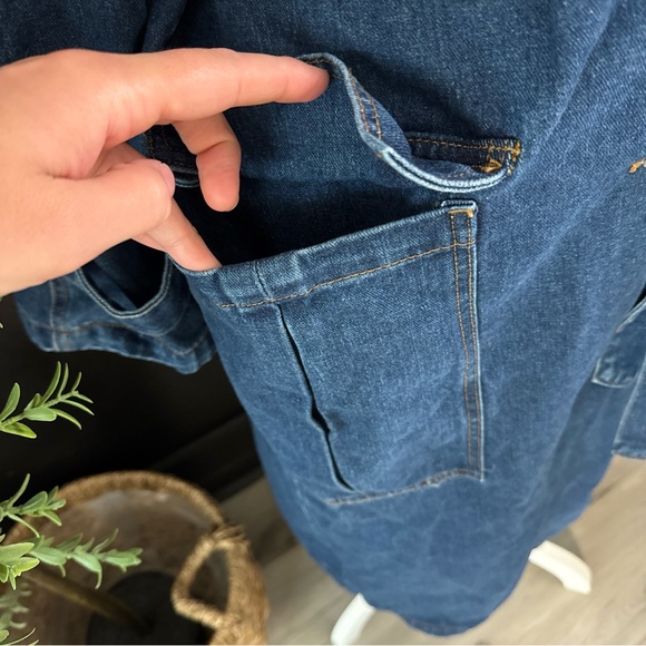 Idyll Vie Denim Trench Coat Double Breasted Women’s XL $150 MSRP High Fashion - Picture 7 of 13